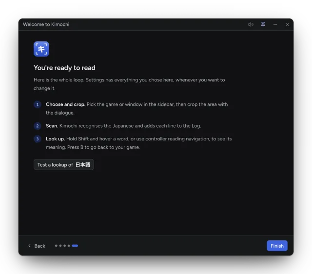 The You're ready to read step, with the three-step loop and a Test a lookup button.